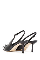 Women's Black Open Back Thin Heel Patent Leather Shoes | Derimod