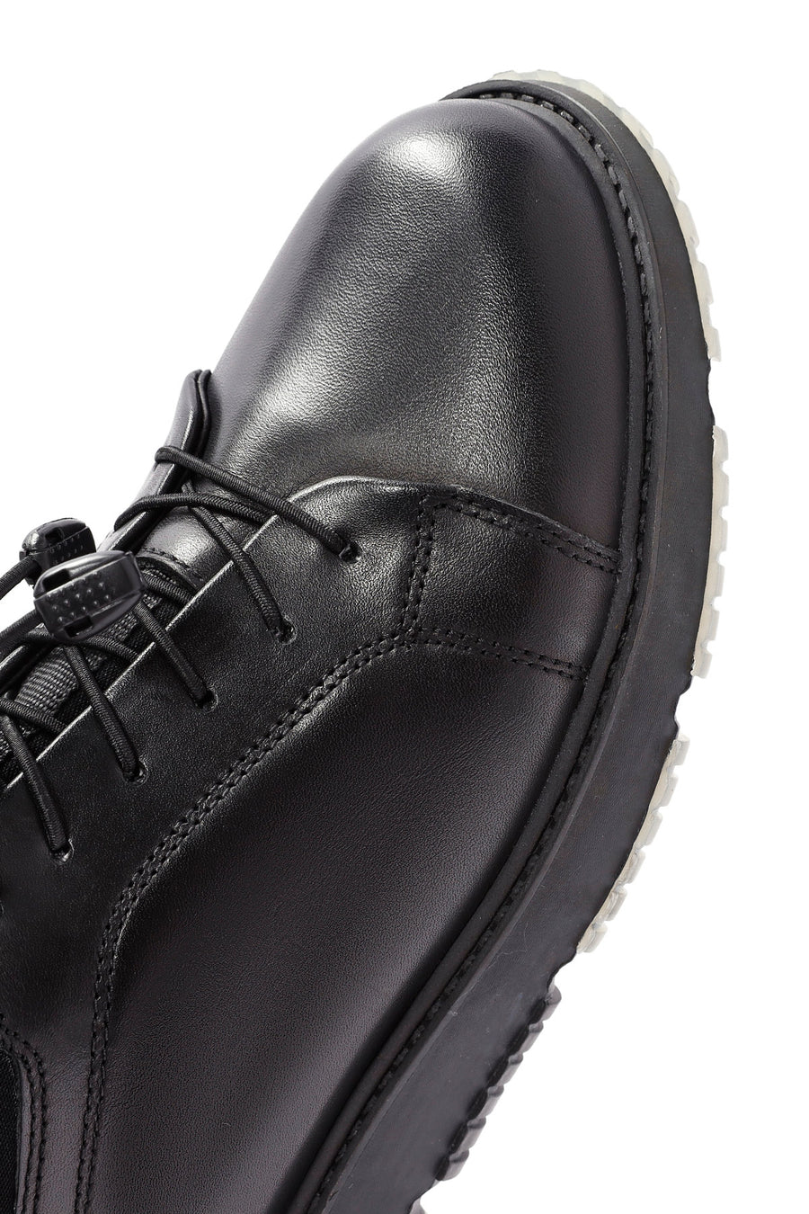 Men's Black Lace-up Leather Sneaker
