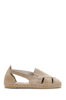 Women's Gray Suede Leather Espadrille | Derimod