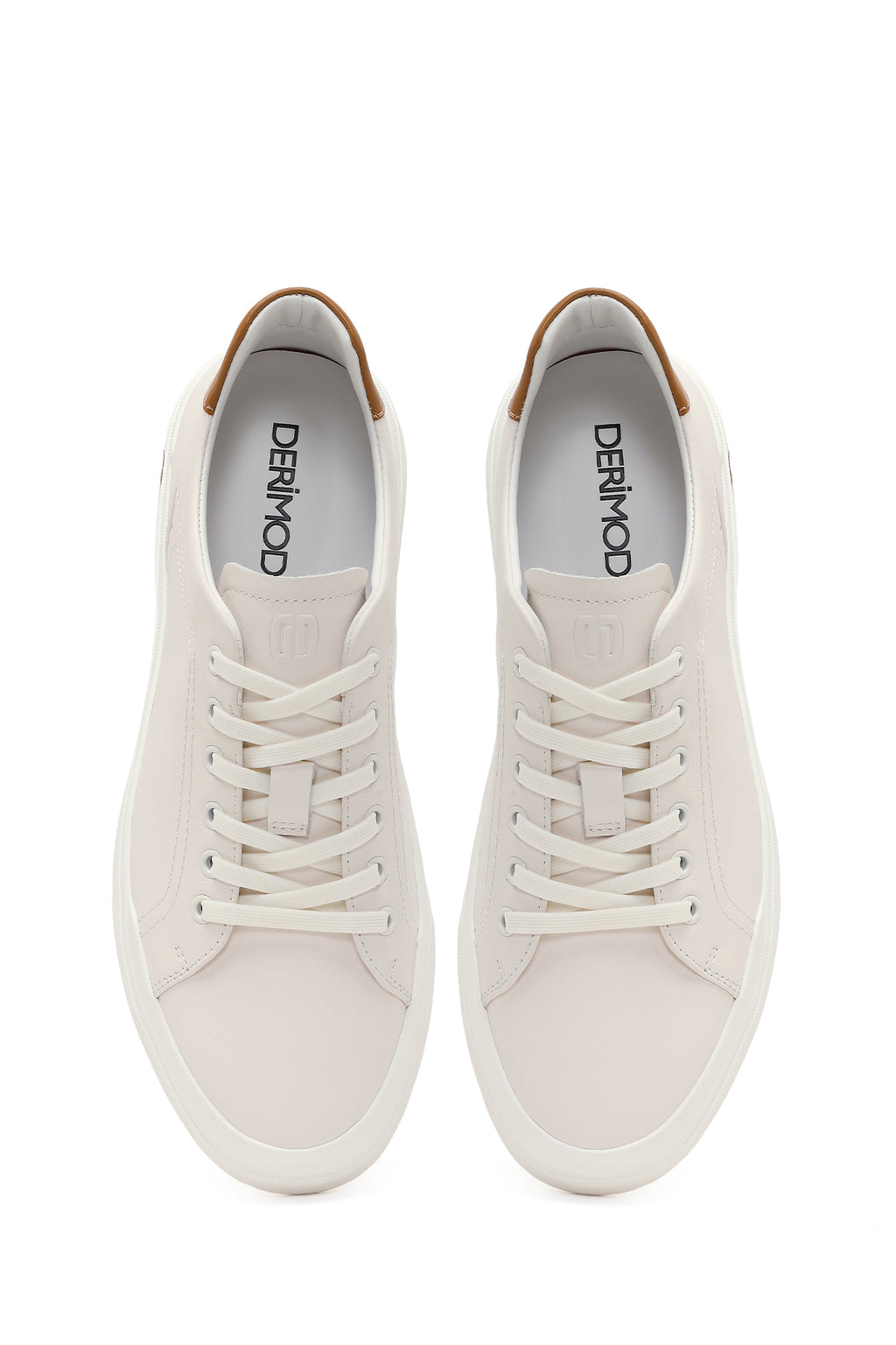Erkek Beyaz Bağcıklı Deri Sneaker