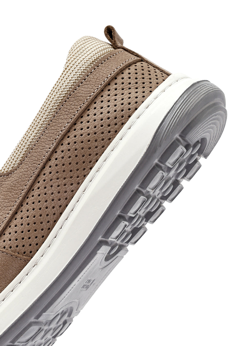 Men's Beige Lace-Up Chunky Sole Nubuck Leather Casual Shoes