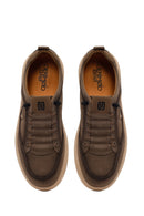 Derimod Zero Male Khaki Lace-Up Thick-Soled Fabric Sneaker | Derimod