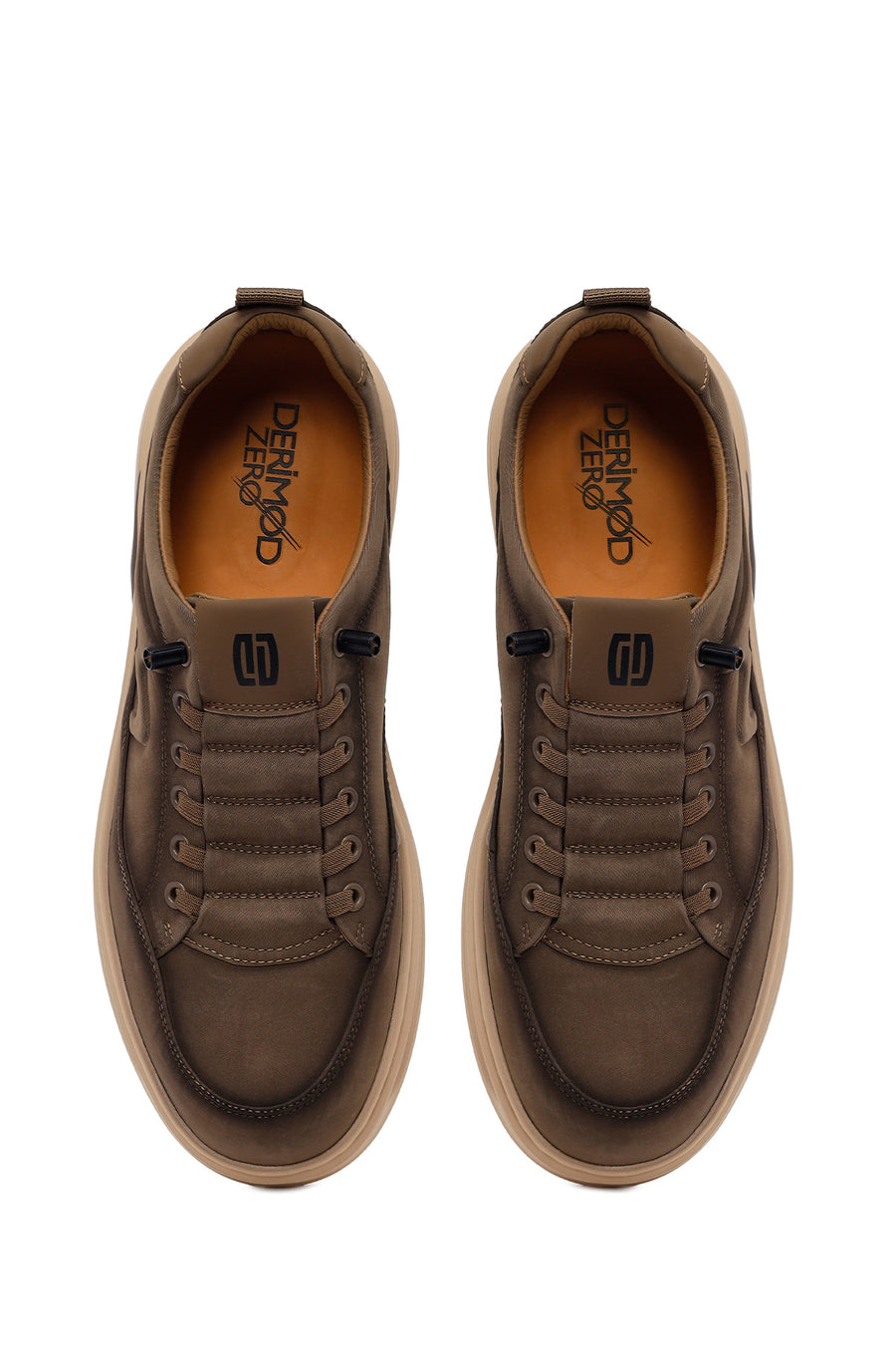 Derimod Zero Male Khaki Lace-Up Thick-Soled Fabric Sneaker
