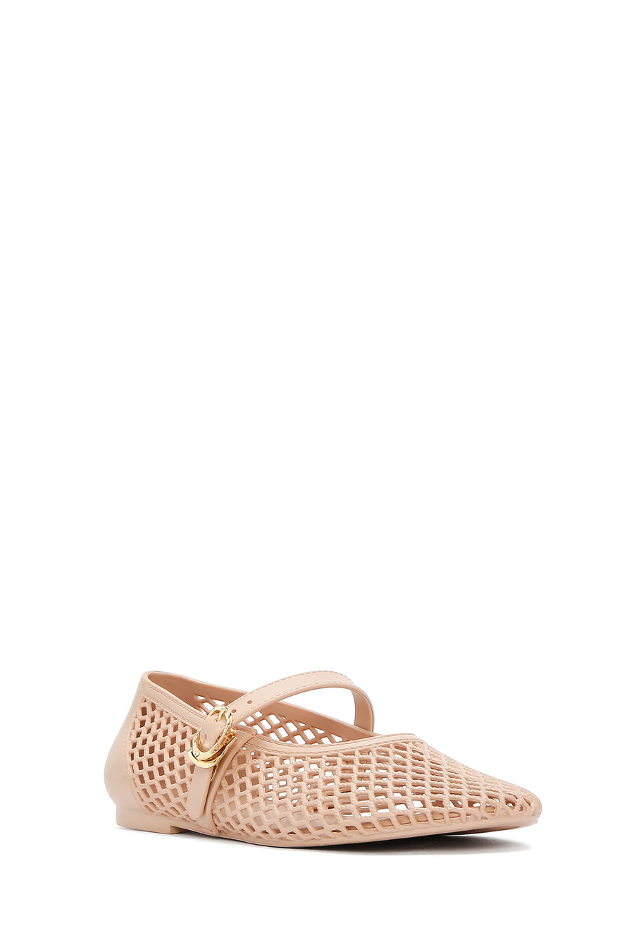 Women's Beige Buckled Jelly Ballerinas