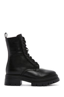 Women's Black Thick Soled Leather Boots | Derimod