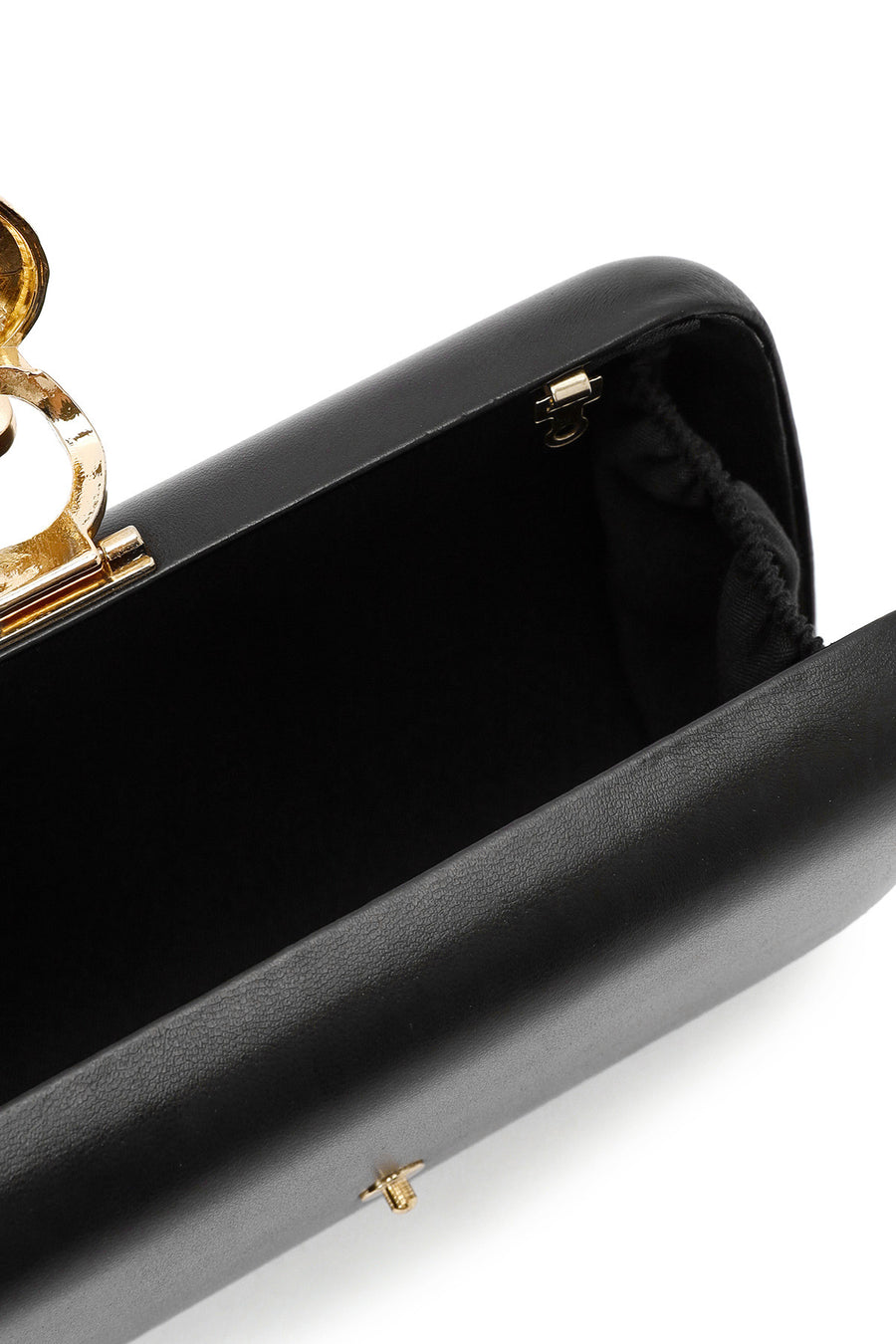 Women's Black Accessory Detailed Long Chain Strap Mini Clutch Bag