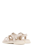 Women's Cream Ankle Strap Leather Comfort Sandals | Derimod