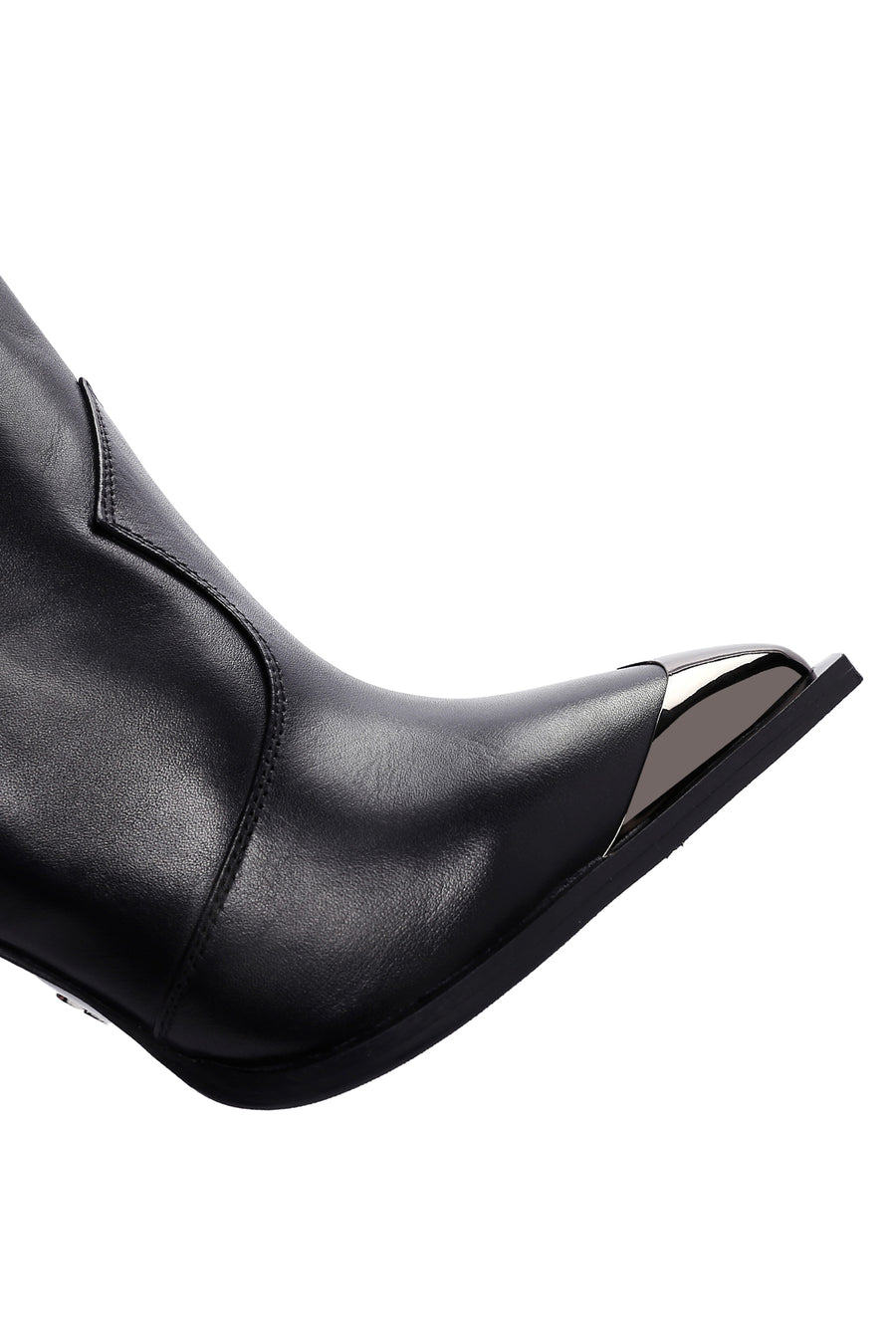 Women's Black Thin Heeled Leather Boots
