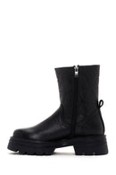 Women's Black Zippered Thick-Sole Leather Boots | Derimod