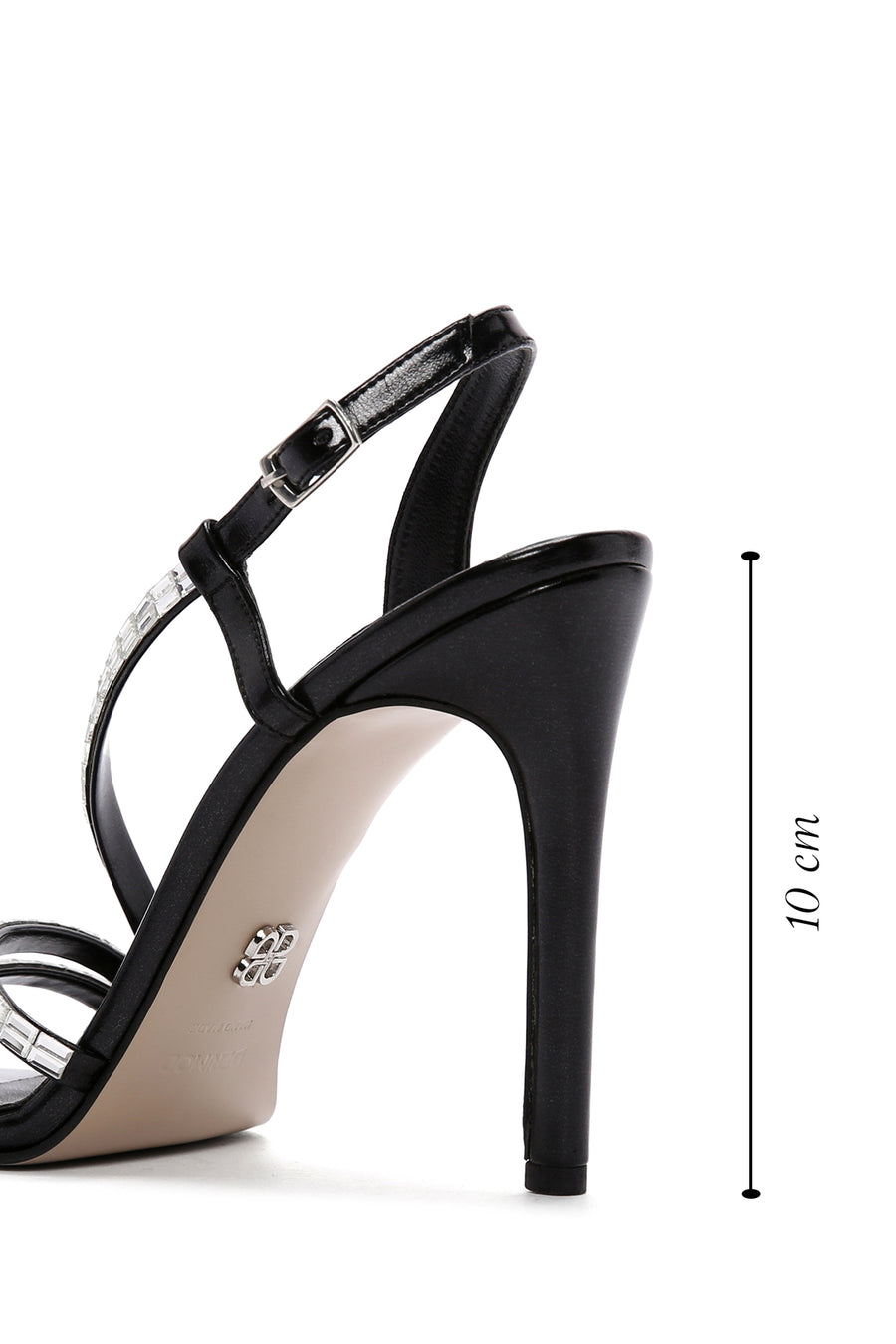 Women's Black Ankle Strap Thin Heel Sandals