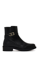 Woman Black Zip Closure Buckled Boots | Derimod