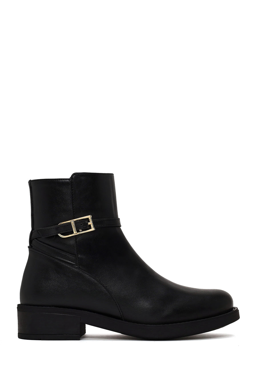 Woman Black Zip Closure Buckled Boots WF240014SV | Derimod