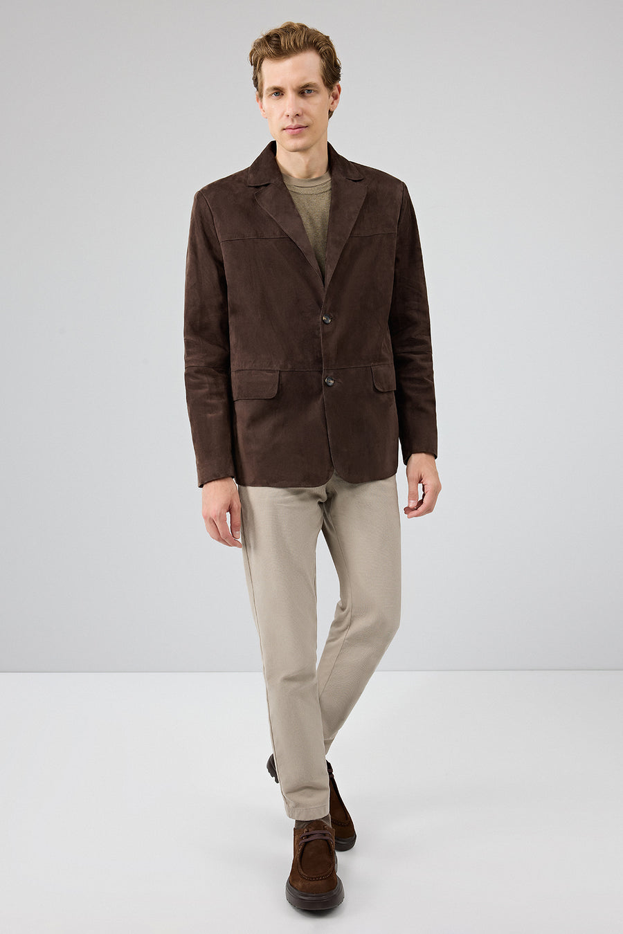 Rodrygo Men's Brown Blazer Suede Leather Jacket