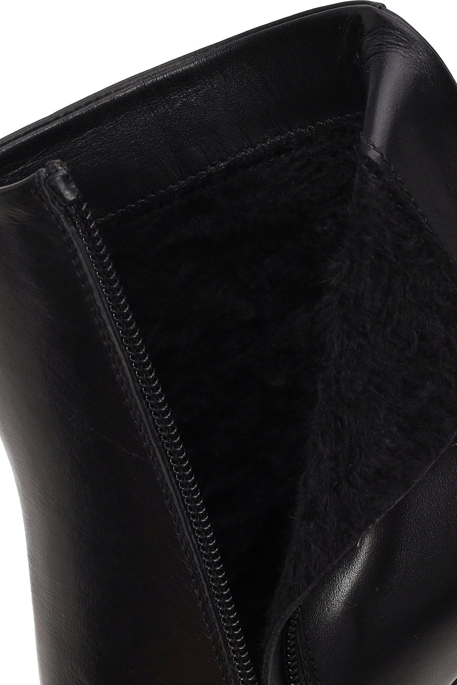 Woman Black Zip Closure Stiletto Heel Leather Boots