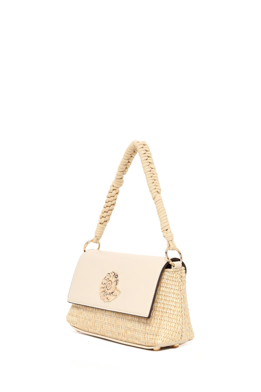 Woman Cream Long-Strap Woven Straw Shoulder Bag