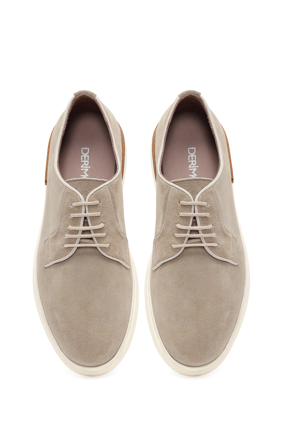Men's Beige Lace-up Suede Leather Casual Shoes