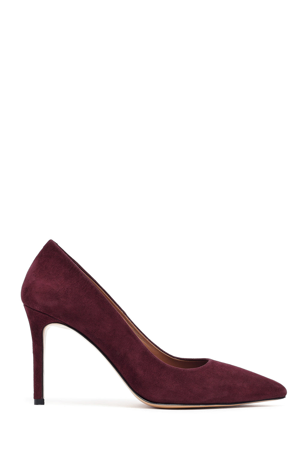 Kadın Bordo İnce Topuklu Süet Deri Stiletto
