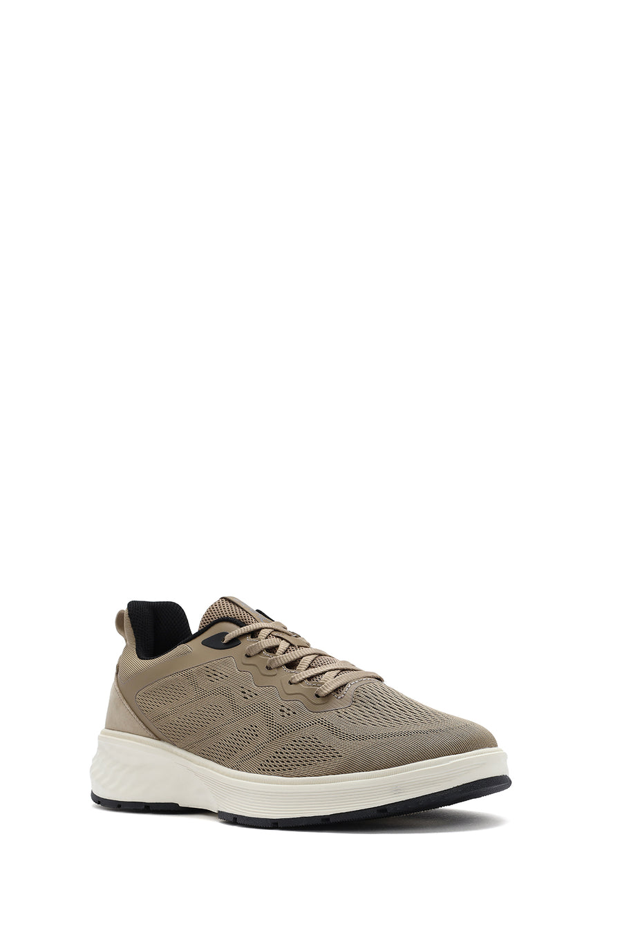 Men's Beige Lace-Up Thick-Sole Sneakers
