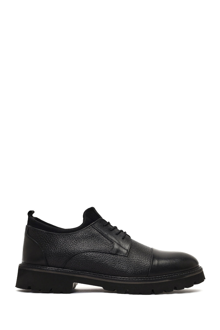 Men's Black Lace-Up Thick-Soled Leather Casual Shoe 25WFD750614 | Derimod