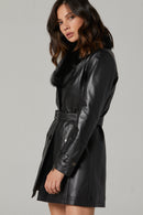 Rhoda Women's Black Fur Leather Trench Coat | Derimod