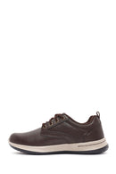 Skechers Men's Brown Delson Lace-Up Leather Sneakers | Derimod