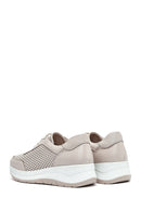 Women's Cream Lace-Up Thick-Sole Leather Sneakers | Derimod