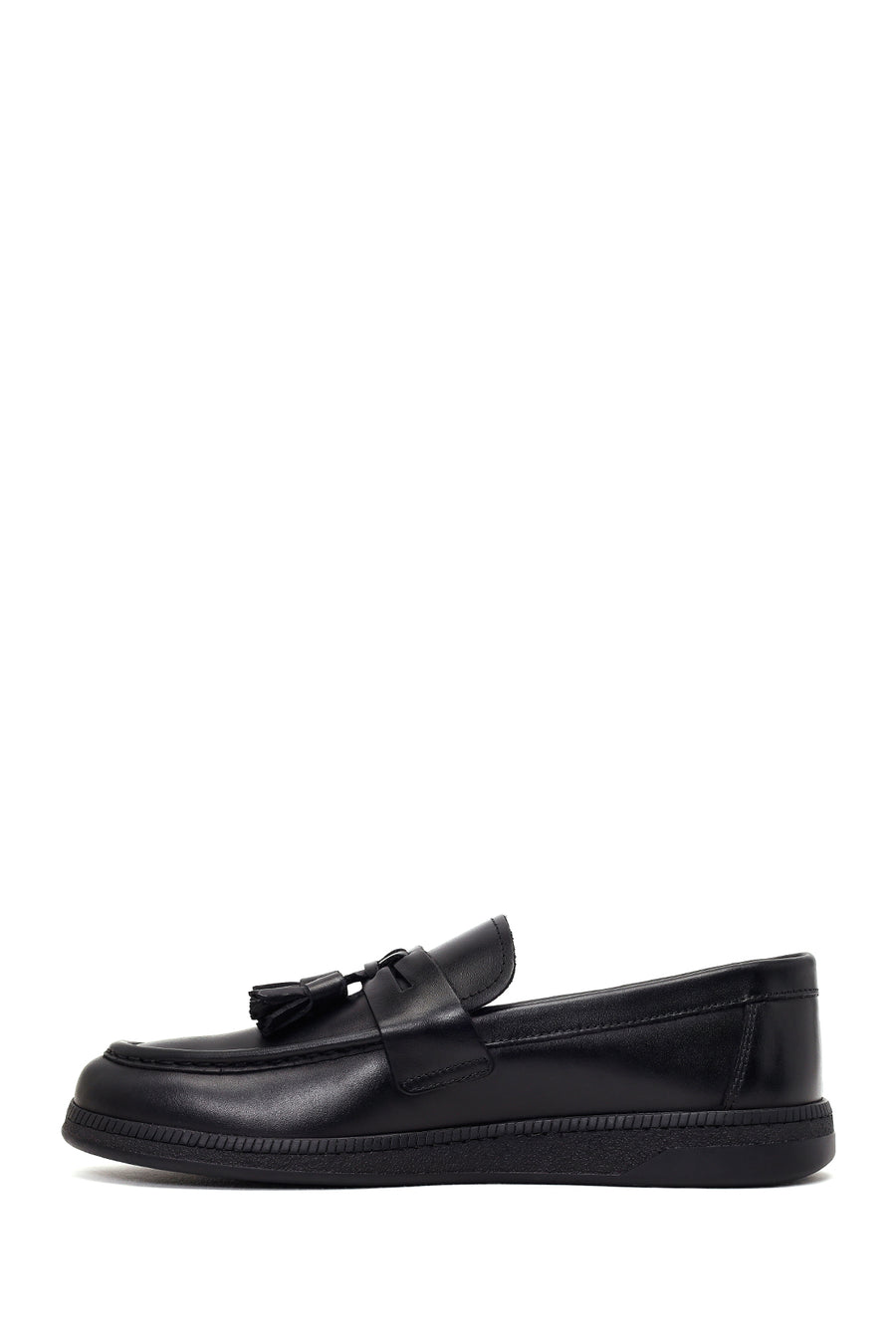 Erkek Siyah Püsküllü Deri Casual Loafer