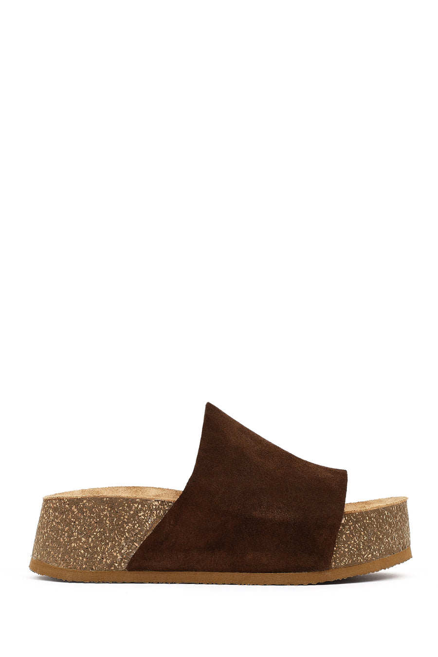 Women's Brown Thick-Soled Suede Leather Slippers 26SFD203510 | Derimod