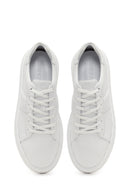 Men's White Lace-up Thick-Sole Leather Sneaker | Derimod