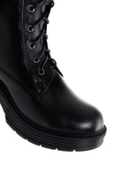 Women's Black Zipper Heeled Leather Boots | Derimod