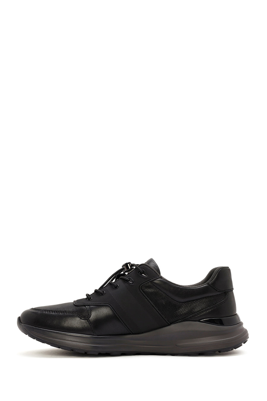 Men's Black Lace-up Leather Sneaker