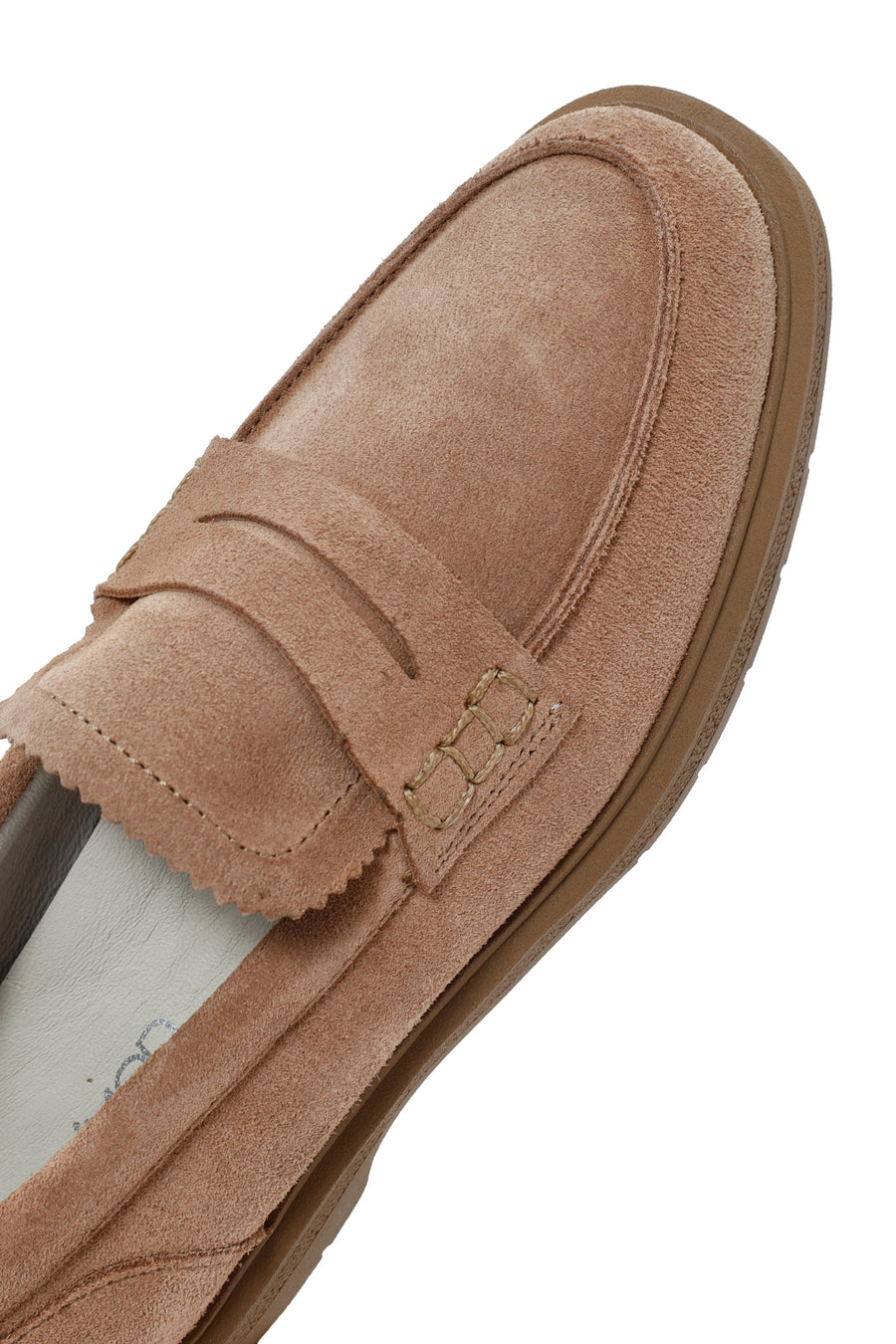 Kadın Bej Kalın Tabanlı Deri Maskülen Loafer