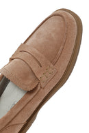 Women's Beige Thick Soled Leather Masculine Loafer | Derimod