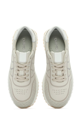 Kadın Krem Bağcıklı Kalın Tabanlı Deri Sneaker