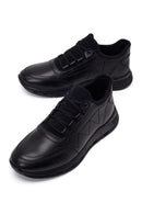Erkek Siyah Bağcıklı Deri Casual Sneaker | Derimod