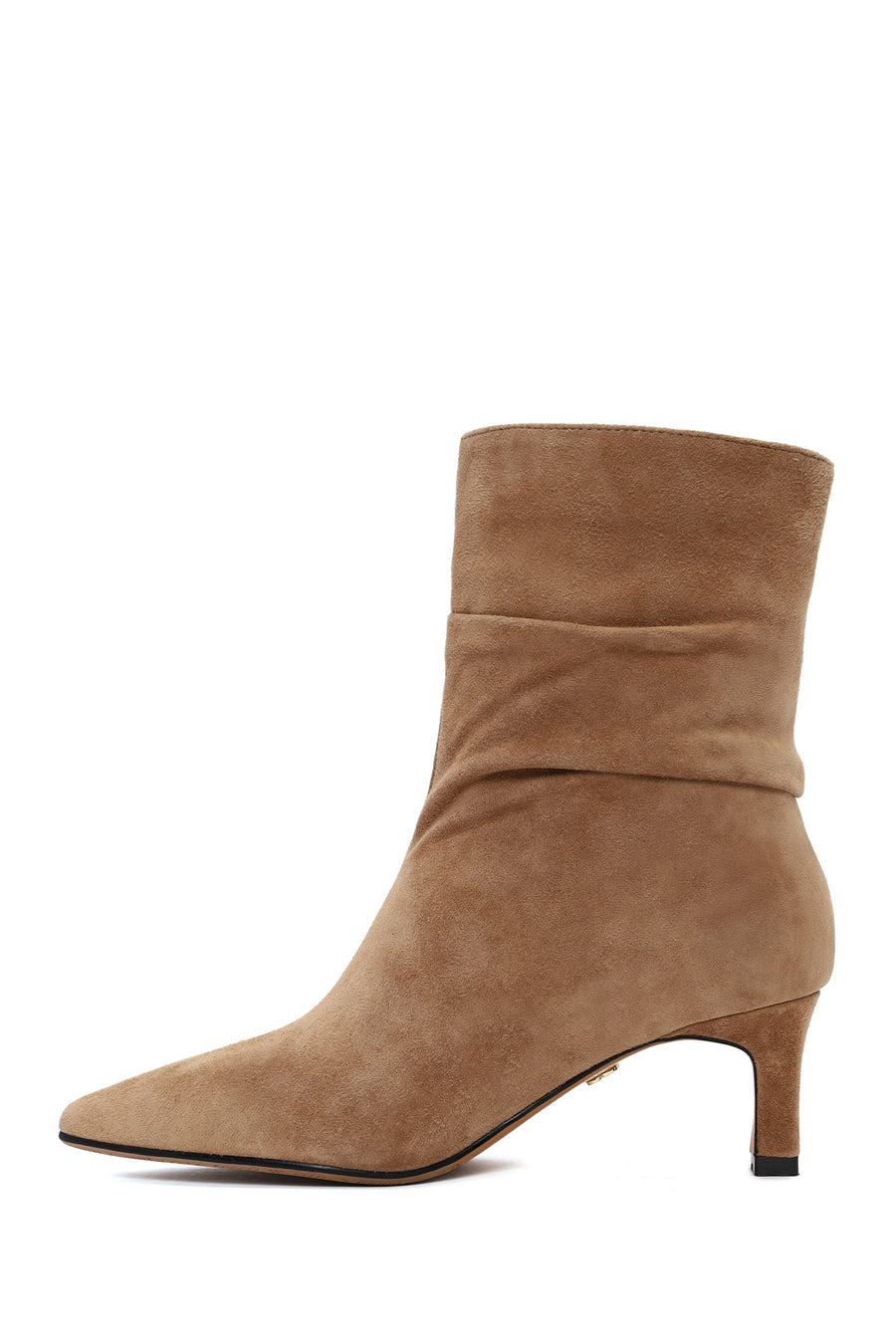 Woman Beige Heeled Suede Boots