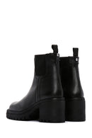 Women's Black Leather Zippered Heeled Chelsea Boots | Derimod