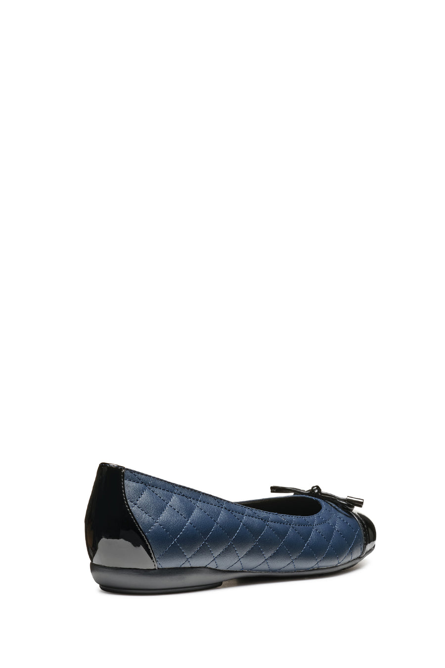 Geox Women's Navy Blue Annytah Quilted Patterned Leather Ballerinas