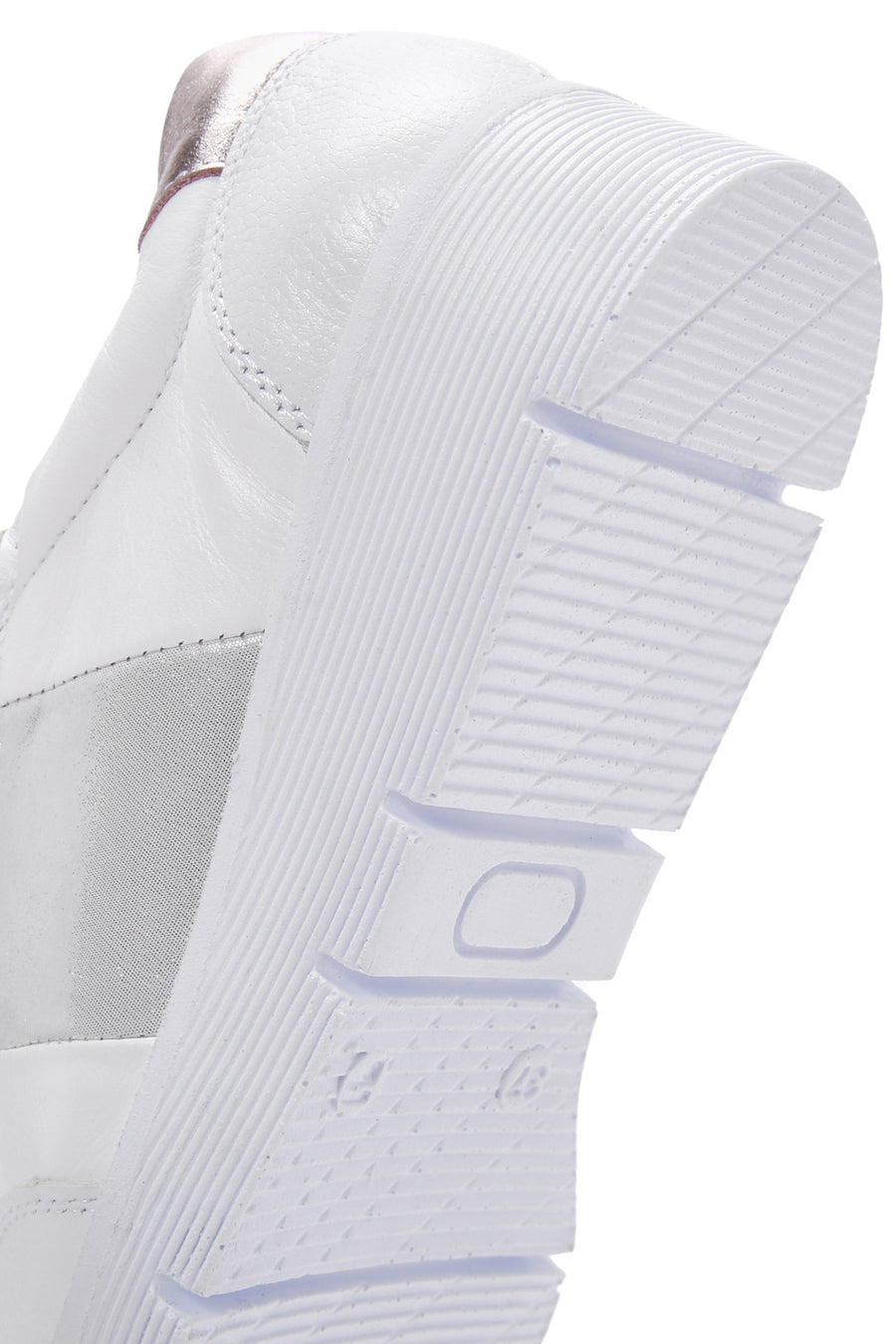 Women's White Thick Soled Leather Sneaker