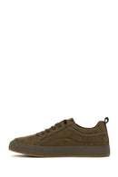 Male Khaki Lace-up Nubuck Leather Sneaker | Derimod