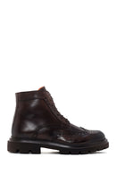 Men's Brown Leather Zippered Boots | Derimod