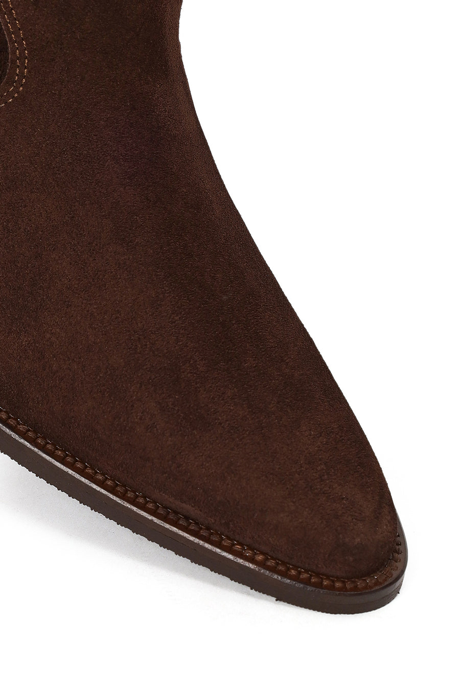 Woman Brown Chunky Heeled Suede Leather Cowboy Boots