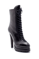 Women's Leather Lace-Up Heeled Boots | Derimod