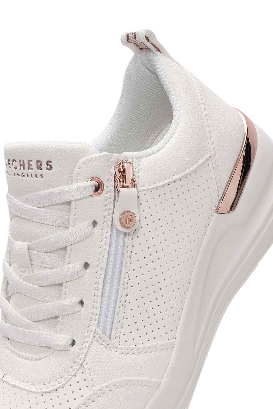 Skechers Kadın Beyaz Billion Bağcıklı Fermuar Detaylı Deri Sneaker