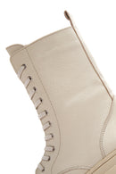 Women's Beige Leather Thick Soled Boots | Derimod