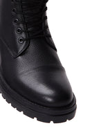 Men's Black Leather Zippered Casual Boots | Derimod