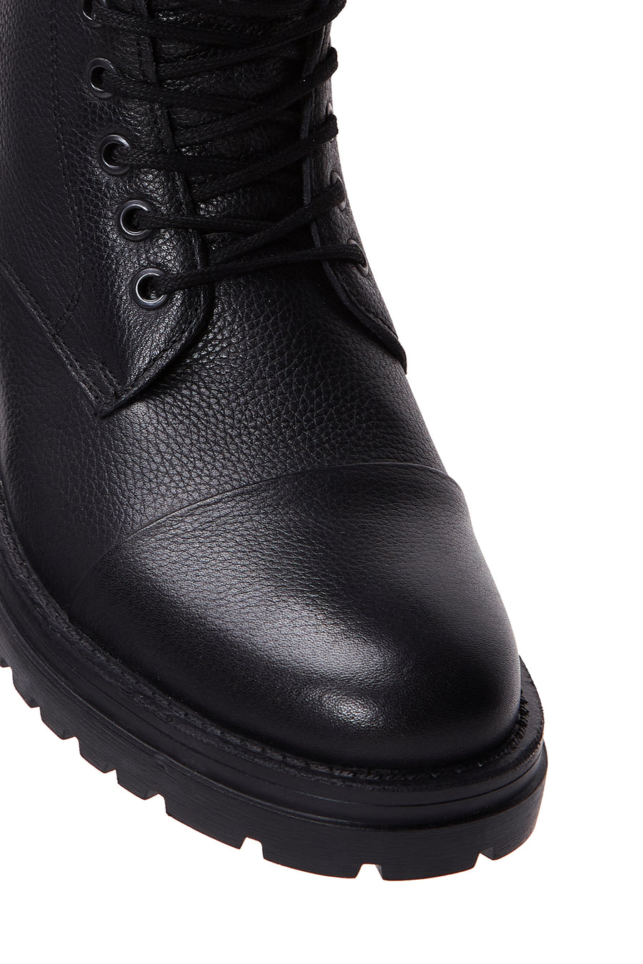 Men's Black Leather Zippered Flat Boots
