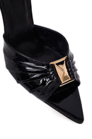 Woman Black Thin-Heeled Patent Leather Leather Slipper | Derimod