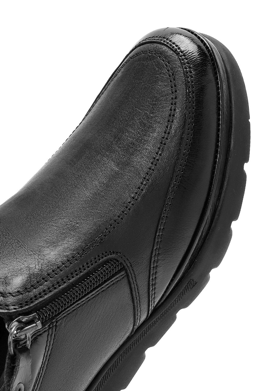 Kadın Siyah Fermuar Detaylı Deri Comfort Ayakkabı