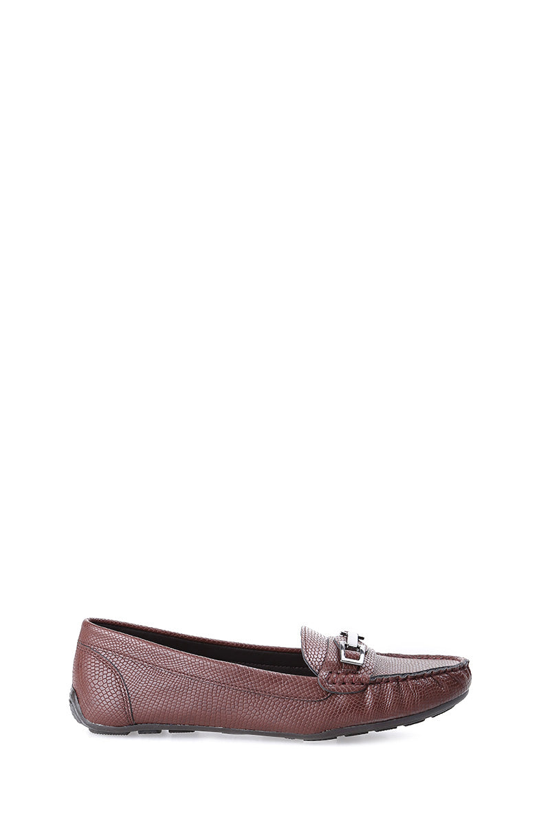 Brown Women's Loafer with Buckle